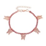 Butterfly Anklet Supplier - Butterfly Stainless Steel Anklet Rhinestone Cuban Chain Foot Jewelry