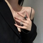 Spider Ring Supplier - Spider Dark Punk Ring Ins Niche Design Moonstone Metal Adjustable