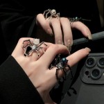 Spider Ring Supplier - Spider Dark Punk Ring Ins Niche Design Moonstone Metal Adjustable