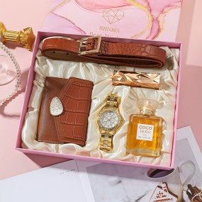 Women Watch Set Supplier - Hot Sale Fashion Women Watch Set With Wallet Sunglasses for Gifts