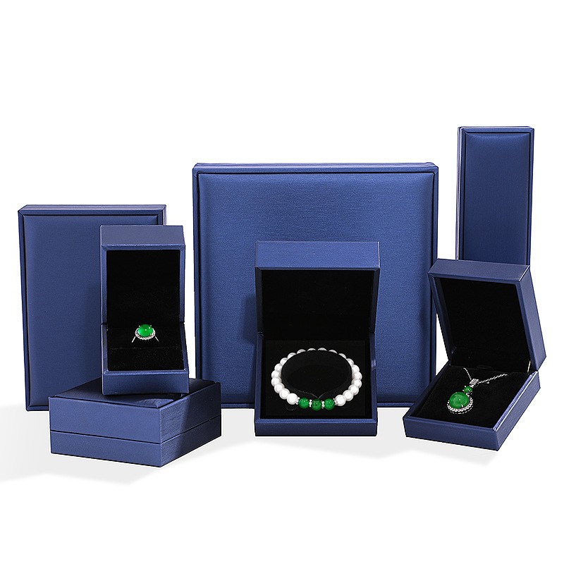 Packaging Box Manufacturer - Luxury Black Grey PU Leather Ring Pendant Necklace Box Bracelet Box
