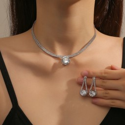 Gemstone Set Factory - New Arrival Gemstone Zirconia Jewelry Set Women Necklace Earring Set