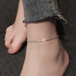 Silver Anklet Factory - 925 Sterling Silver Thin Minimalist Plated Shiny Chains Anklet for Women