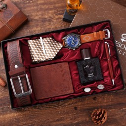 Watch Set Factory - 6pcs/set Luxury Watch With Wallet Belt Tie Perfume Pen Set for Men