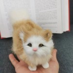 猫钥匙扣生产厂家-定制仿真猫毛绒钥匙扣填充小猫模型猫