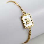 Shell Bracelet Manufacturer - Wholesale Titanium Steel Natural Shell 26 Letter Draw Bracelet