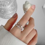 Finger Rings Manufacturer - Trendy Double Cross Stainless Steel CZ Zircon Diamond Jewelry