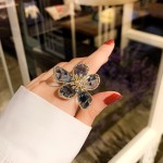 Crystal Flower Ring Factory - Personality Exaggerated Crystal Flower Ring Women's Adjustable