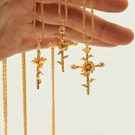 Birth Flower Manufacturer - Copper Plated Real Gold 12 Months Cross Birth Flower Necklace Gift