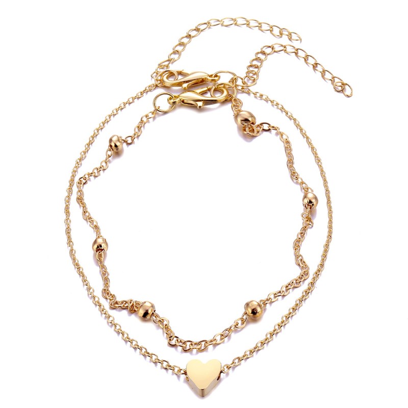 Bohemian Anklet Supplier - 2022 Wholesale Bohemian Layered Heart Anklet Summer Beach Bead