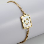 Shell Bracelet Manufacturer - Wholesale Titanium Steel Natural Shell 26 Letter Draw Bracelet
