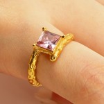 Moonstone Ring Factory - Vintage Stainless Steel Plated 18k Gold Moonstone Adjustable Ring