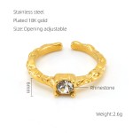 Moonstone Ring Factory - Vintage Stainless Steel Plated 18k Gold Moonstone Adjustable Ring