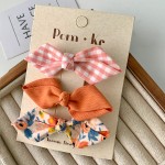 Hair Clips Supplier - 3pcs/set Korean Design Bow Children's Cloth Hair Pin for Girls