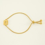 Letter Bracelet Factory - Titanium Steel Sanded 26-letter Bracelet Hollow-out Adjustable for Women