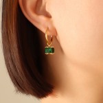 Emerald Set Factory - Niche Design Luxurious Titanium Steel Emerald Zircon Necklace Earrings Set