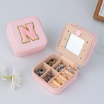 Letter Jewelry Box Factory - Pink Single Layer Storage Box With Mirror Classic Leather Box