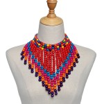 Coral Necklace Supplier - In Stock Handmade Wood Beaded Africa Choker Necklace for Women