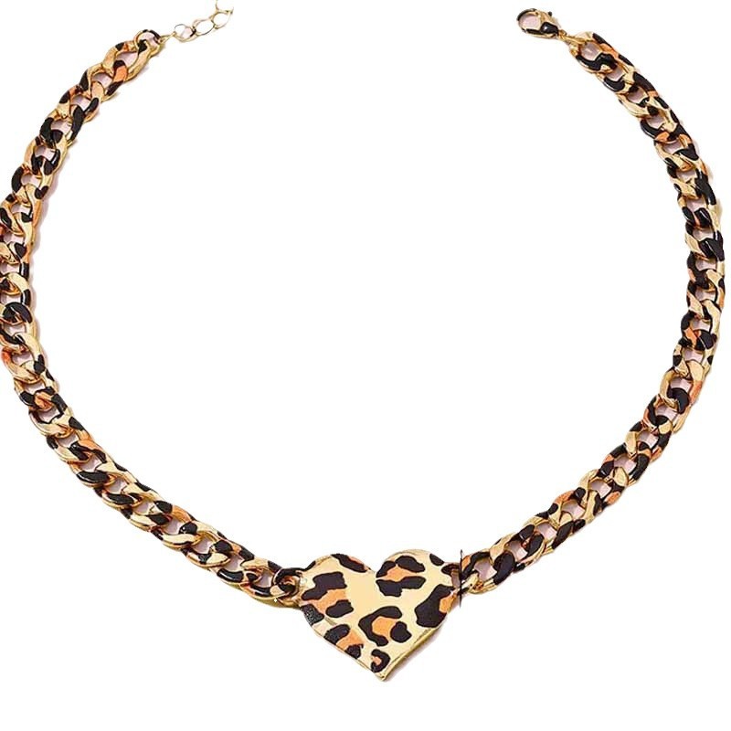 Leopard Print Necklace Manufacturer - Chic Heart Pendant Statement Piece for Women