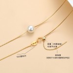 Pearl Necklace Supplier - S925 Sterling Silver One Pearl Simple Design Clavicle Chain for Women