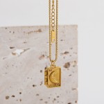 Album Pendant Supplier - High Quality Stainless Steel Plated 18K Gold Moon Love Album Pendant