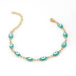Devil's Eye Bracelet Manufacturer - Charm Colored Devil's Eye Round Glass Bead Stainless Steel