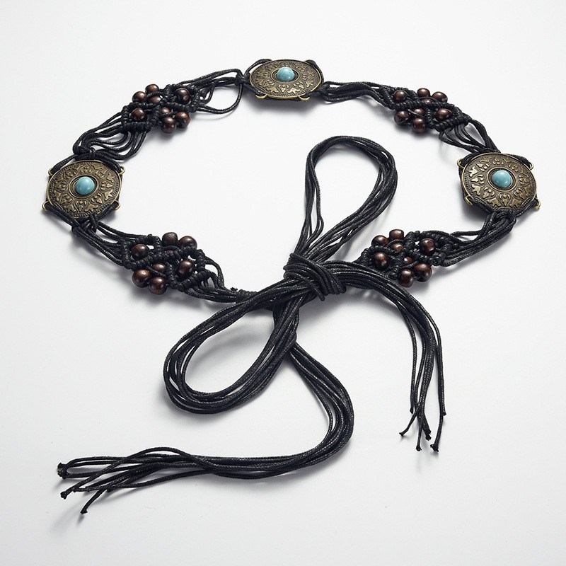 Leather Waist Chain Manufacturer - Wholesale Vintage Western Cowboy Belt Turquoise Waist Chain