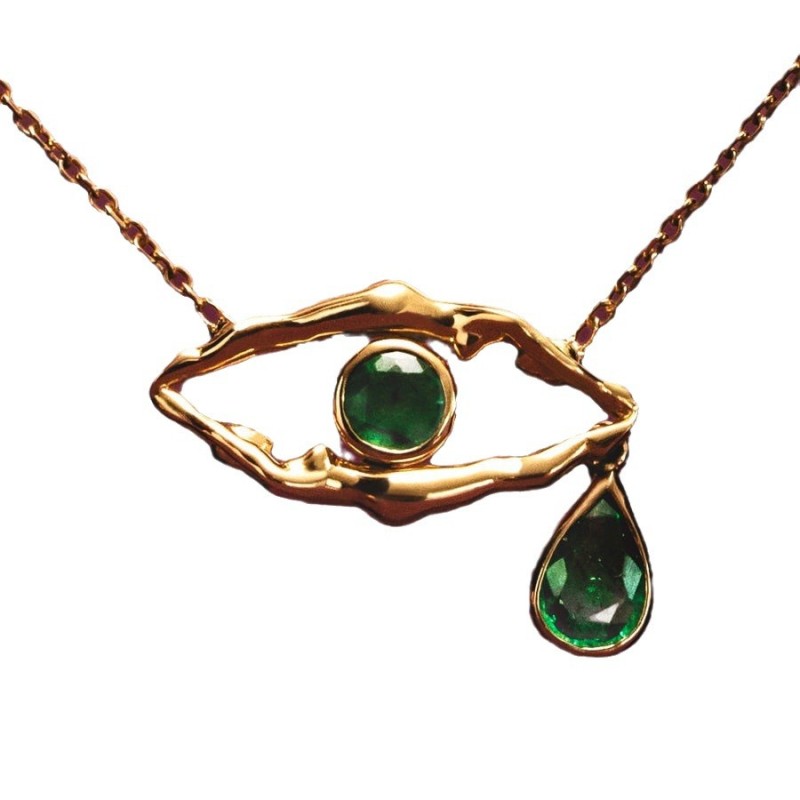Devil's Eye Supplier - High Quality Waterproof Devil's Eye Emerald Female Water Drop Necklace