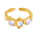 Moonstone Ring Factory - Vintage Stainless Steel Plated 18k Gold Moonstone Adjustable Ring