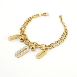 Geometric Bracelet Supplier - Color Preserving Titanium Steel Geometric Diamond Bracelet Waterproof