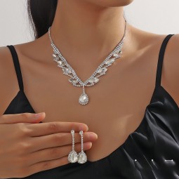 Rhinestone Set Factory - 2023 Wedding Jewelry Sets Rhinestone Diamond Necklace Earring Set