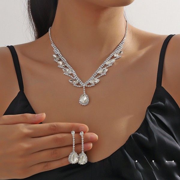 Rhinestone Set Factory - 2023 Wedding Jewelry Sets Rhinestone Diamond Necklace Earring Set