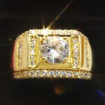 Diamond Ring Supplier - Hot Fashion Copper Plated Real Gold Ring Men's Diamond Micro-inset Zircon