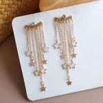 Tassel Earring Factory - Fashion 925 Sterling Silver Post Tassel 18k Gold Plated Star Earring