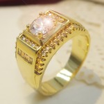 Diamond Ring Supplier - Hot Fashion Copper Plated Real Gold Ring Men's Diamond Micro-inset Zircon