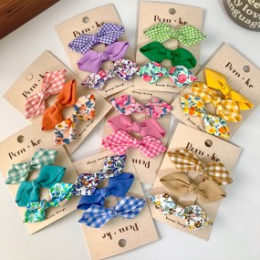 Hair Clips Supplier - 3pcs/set Korean Design Bow Children's Cloth Hair Pin for Girls