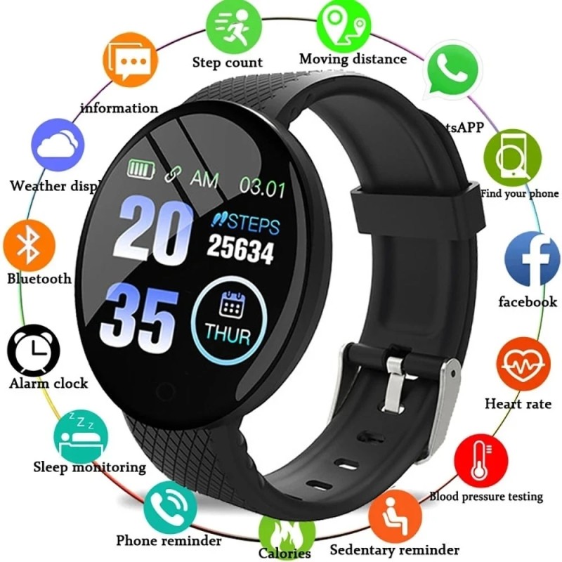 Smart Watch Manufacturer - D18 Smart Watch Blood Pressure Waterproof Heart Rate Monitor