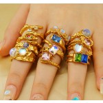 Moonstone Ring Factory - Vintage Stainless Steel Plated 18k Gold Moonstone Adjustable Ring