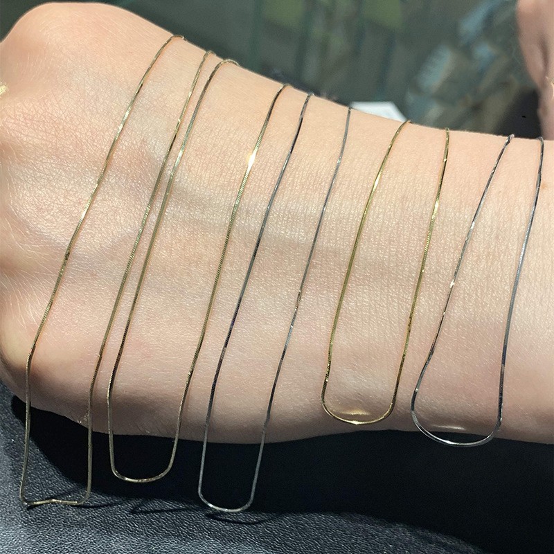 Snake Chain Manufacturer - S925 Silver Sterling Snake Chain Thin Clavicle Sparkling Necklace