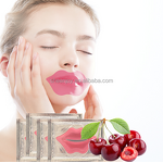 24K Gold Collagen Lip Mask - Vegan Cherry & Aloe Vera Jelly Sheet for Dry Lip Repair