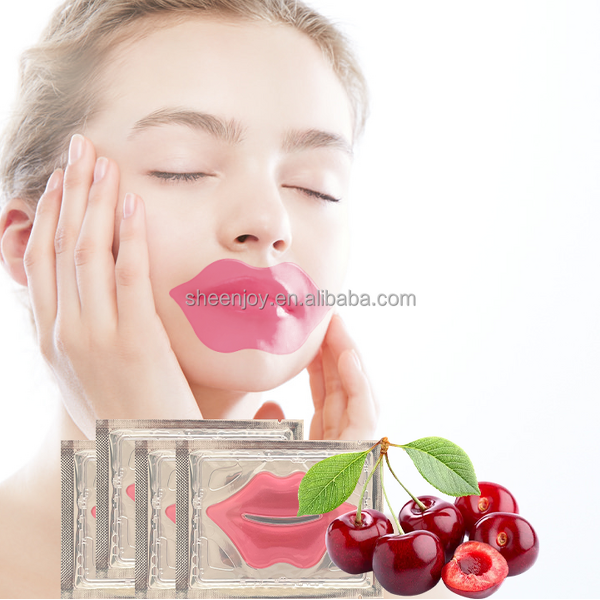24K Gold Collagen Lip Mask - Vegan Cherry & Aloe Vera Jelly Sheet for Dry Lip Repair