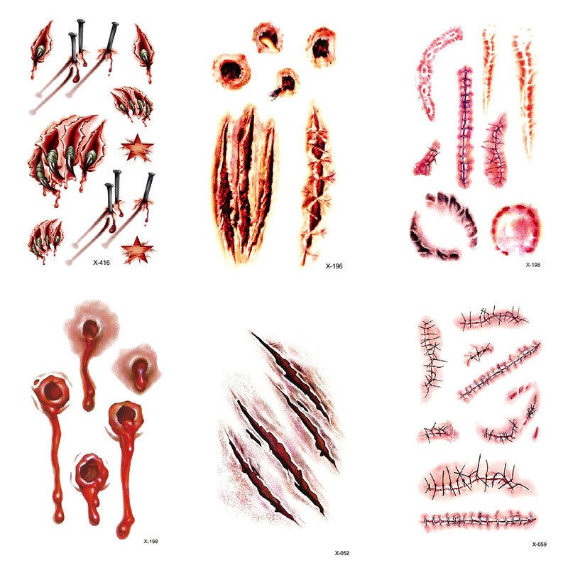 Halloween Blood Stickers Manufacturer - Waterproof 3D Fake Scar & Wound Tattoos