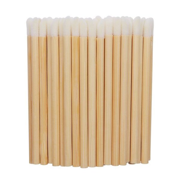Bamboo Rod Lip Brush Manufacturer - Flock Tip Applicator for Makeup & Concealer
