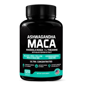 Maca Root Capsules Manufacturer - 4000mg Maca & 5000mg Ashwagandha for Energy, 120 Capsules