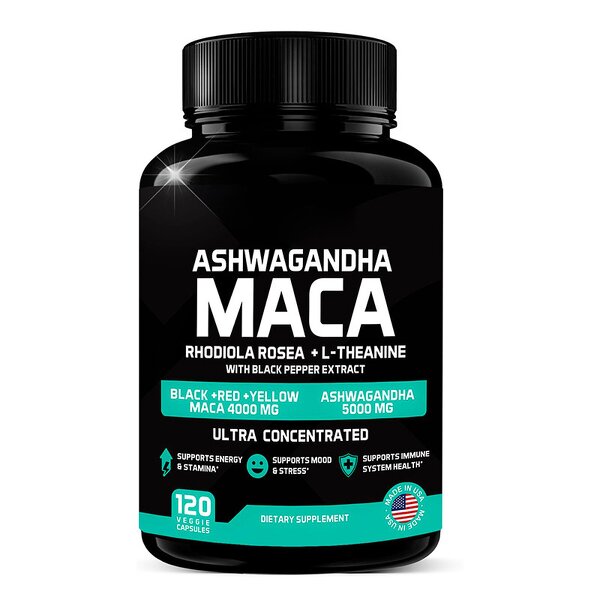 Maca Root Capsules Manufacturer - 4000mg Maca & 5000mg Ashwagandha for Energy, 120 Capsules