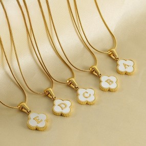 Drop Oil Necklace Manufacturer - Drop Oil 26 Letters Pendant Necklace Personalized Oil Dropping Letters O-Shaped Chain