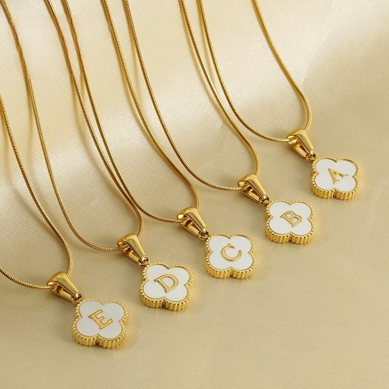 Drop Oil Necklace Manufacturer - Drop Oil 26 Letters Pendant Necklace Personalized Oil Dropping Letters O-Shaped Chain