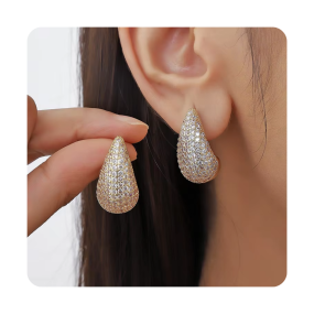 水晶锆石项链工厂-时尚精致珠宝黄铜18k镀金防锈水晶锆石饰物项链