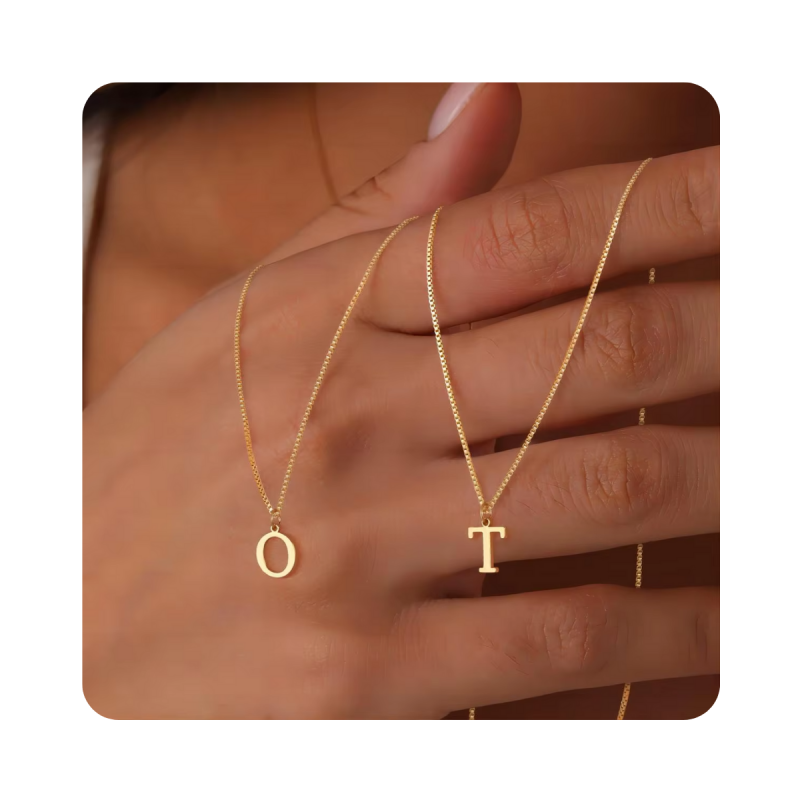 Geometry Pendant Factory - Geometry 6 Initial Letter Pendant Necklace 18K Gold Plated Letter Pendant Fashion Jewelry