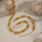几何套装供应商-2025时尚18k PVD镀金不锈钢几何耳环项链套装